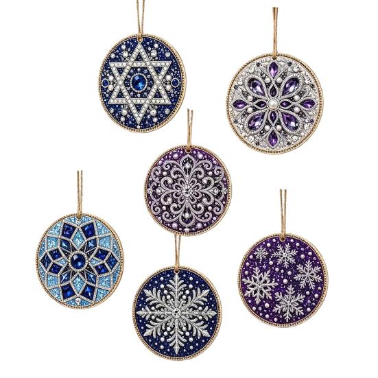 Creative Weekend Activity Kit 6Pcs/Set Christmas Ornaments DIY Faux Pearl Art Kit, Hanging Decorations Craft Personalized Tree with Round Charms