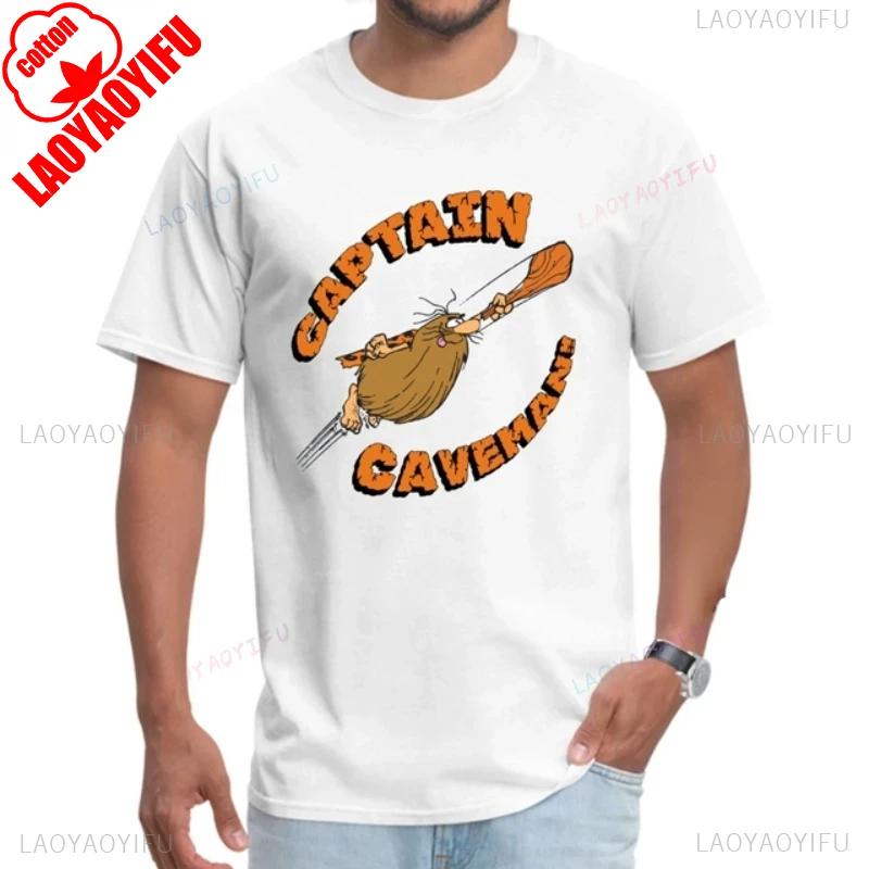 

Графическая футболка Hanna Barbera Смешной Капитан Пещерный Человек Кейви Мультяшный принт 1980-х Топы Мужская Хлопковая Одежда Ropa Hombre Camisetas 3XL