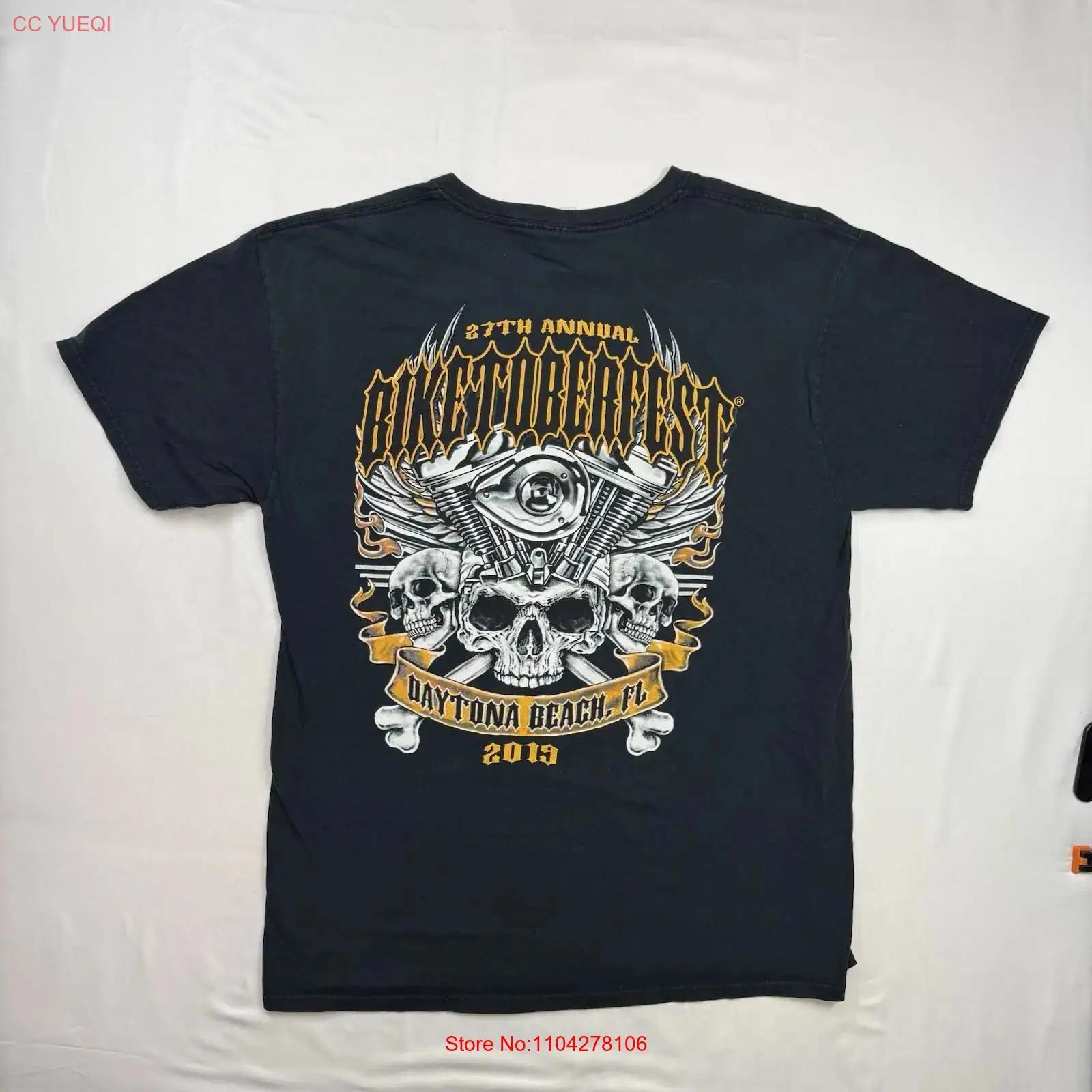 

Daytona Biketoberfest T shirt Mens Large Blue Skull 2019 Crew Neck vintage Washed designer clothes graphic Casual Stylish S разноцветный