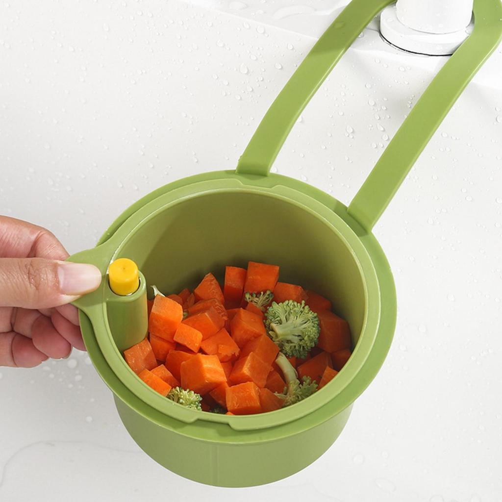 Sink Strainer Basket Press Automatic Dumping Sink Strainer Basket Fruit Vegetable Leftover Waste Draining Colander for Home
