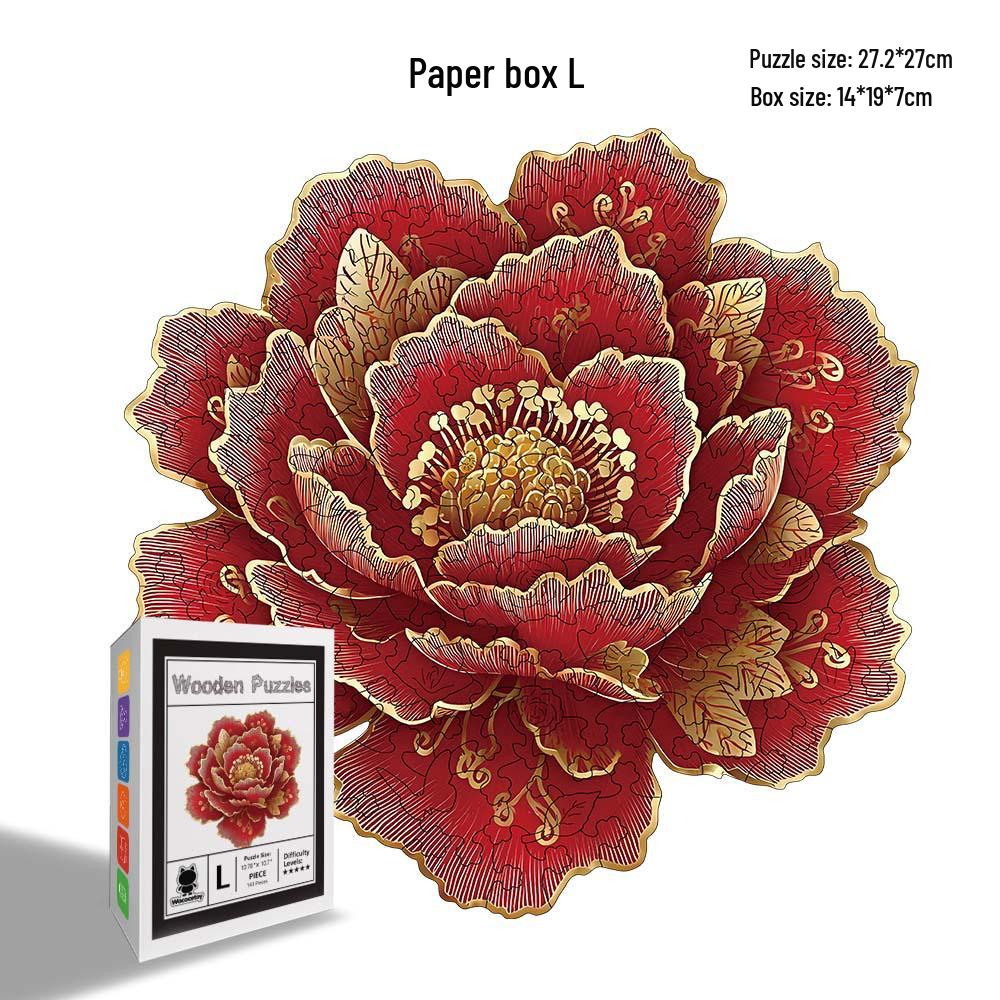 Wacocetoy Adult Irregular Peony Puzzle: High-Difficulty Wooden Colorful Decompression.