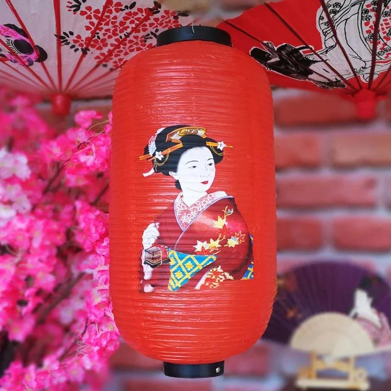 25x50cm Japanese Pvc Waterproof Lantern Geisha Hanging Korean Ramen Sashimi Cuisine Shop Restaurant Pub Decor Outdoor Lanterns