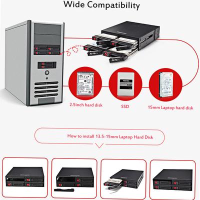 OImaster 4 Yuvalı 2.5" SATA HDD SSD Sabit Disk Mobil Raf Arka Paneli Anahtar Kilitli Dolap Fonksiyonlu Tak-Çıkar Destekli