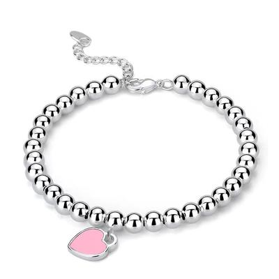 Romantic Fashion Round Beads Peach Heart Bracelet Female Heart-Shaped Decoration Same Style Buddha Beads Bracelet