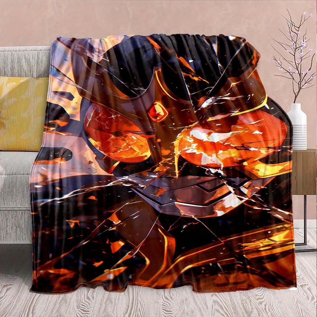 Kamen Rider Anime Flannel Blanket – Soft, Warm, Perfect for Sofas, Bedding, Camping, Travel, Office, and Home Decor – QJY