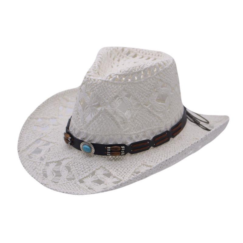 Cowboy Straw Hat With Wide Brim For Summer Outdoor Sunshade And Casual Wear