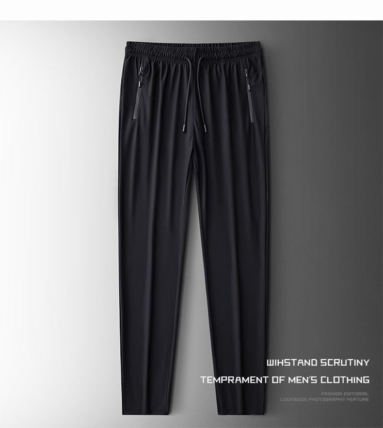 Men's Summer Elastic Ice Silk Quick-Dry Straight-Leg Pants