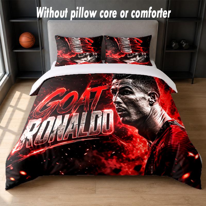 Set Biancheria da Letto Design Cristiano Ronaldo 1 Copripiumino + 2 Federe Morbido Traspirante Biancheria da Letto per la Casa