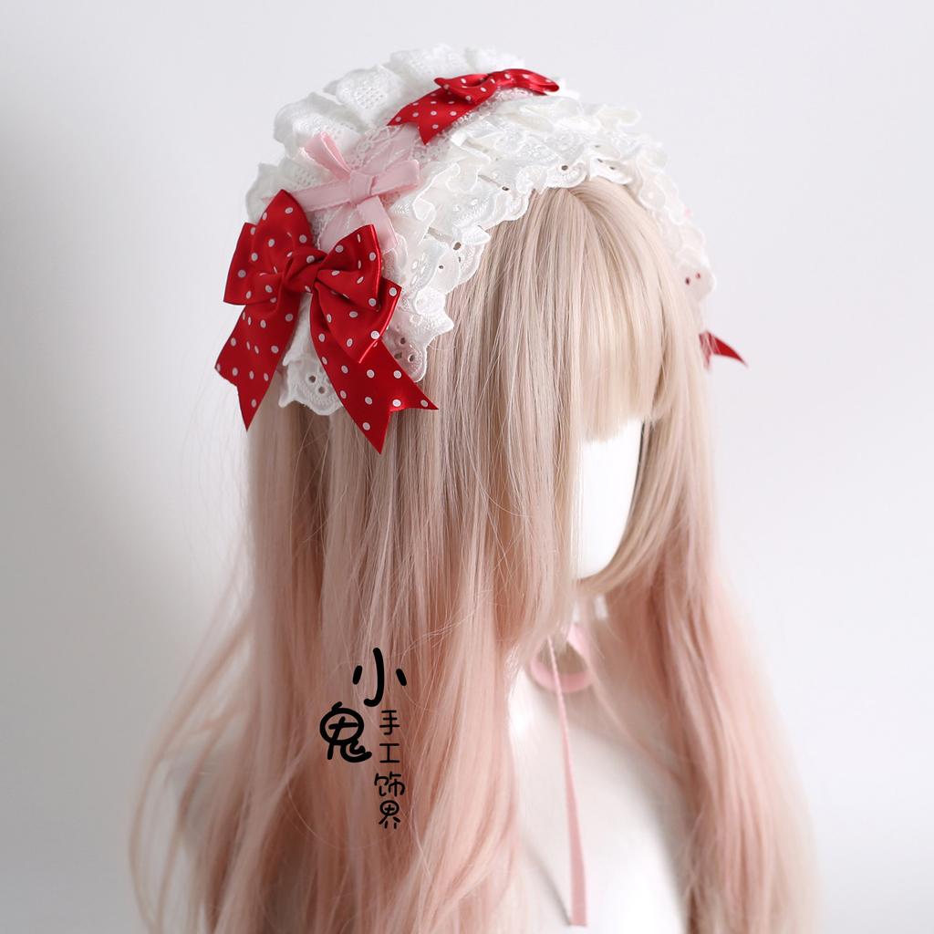 Original Lolita Strawberry Polka Dot Headband Sweet Lolita Lo Hair Accessories Cake Top Hat Hair Accessories