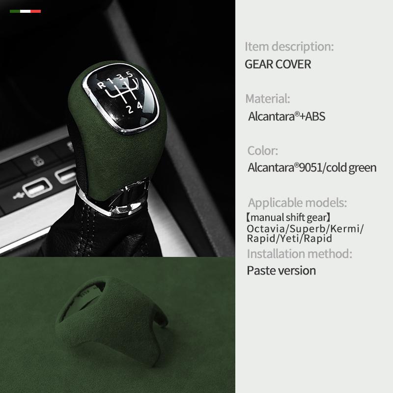 Car Center Console Gear Shift Head Knob Cover Trim For Skoda Octavia Superb Kermi Rapid Yeti Rapid Alcantara Suede Accessories