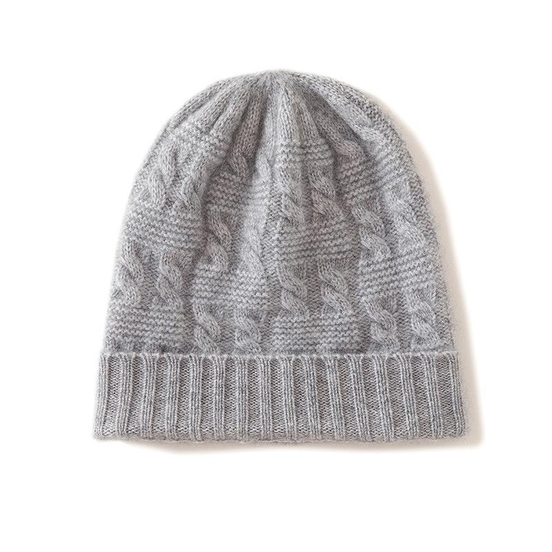 

Cashmere Autumn and Winter New Style Women s High End Solid Color Twisted Corrugated Thickened Warm Fashion Knitted Casual Hat One size