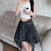 Irregular Retro Plaid Skirt Women's Summer New Thin High-waisted A-word Skirt