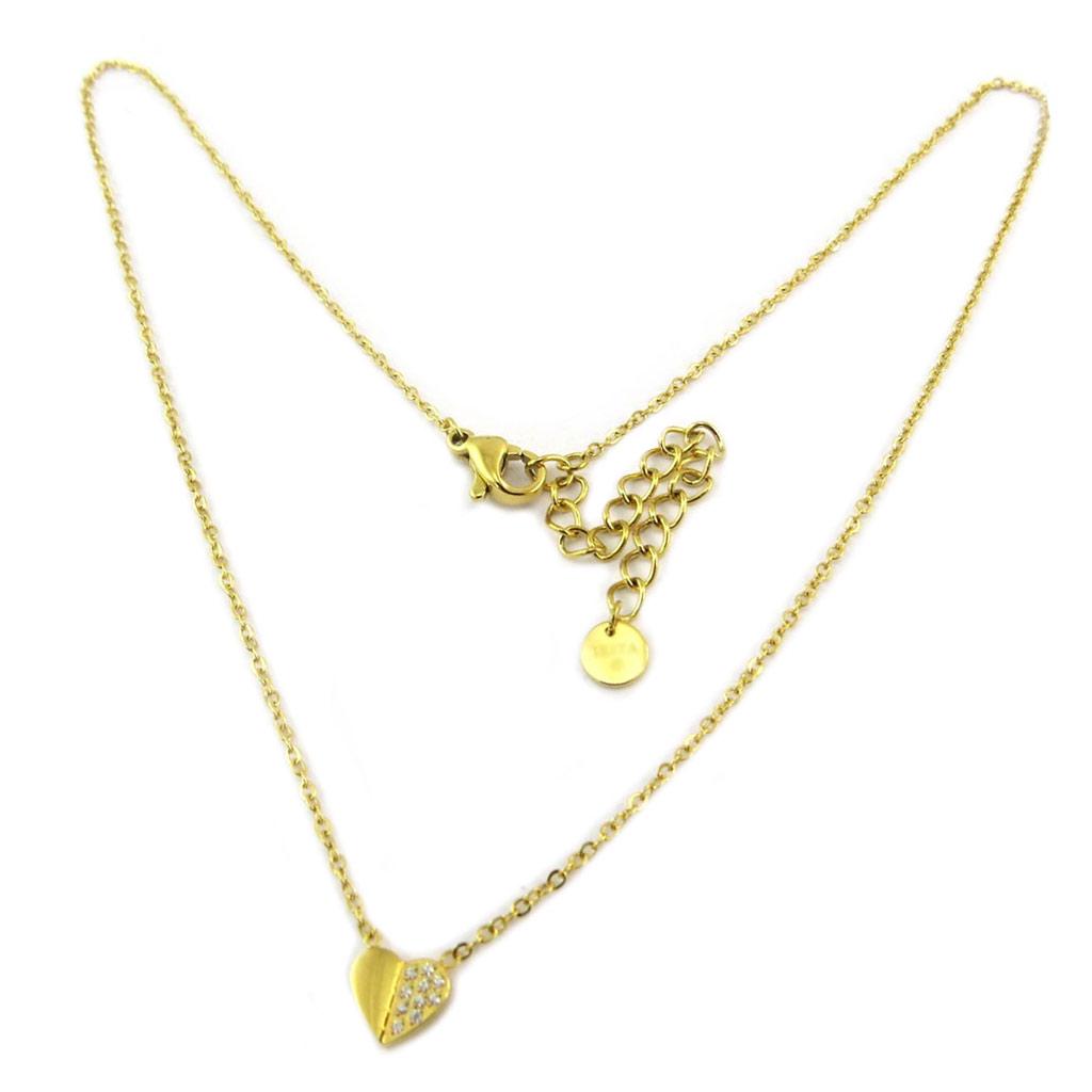 Les Trésors De Lily [P7856] - Collier créateur acier 'Love' blanc doré - 7x6 mm