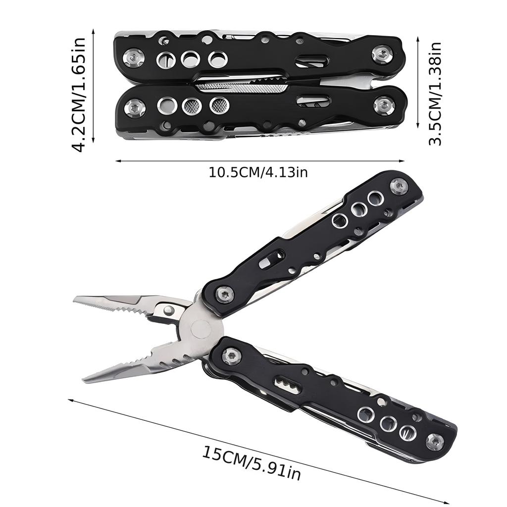 1 durable 12-in-1 stainless steel multi-function pliers, multi-purpose,with multi-tool combination pliers such as pointed nose pliers,screwdrivers,etc