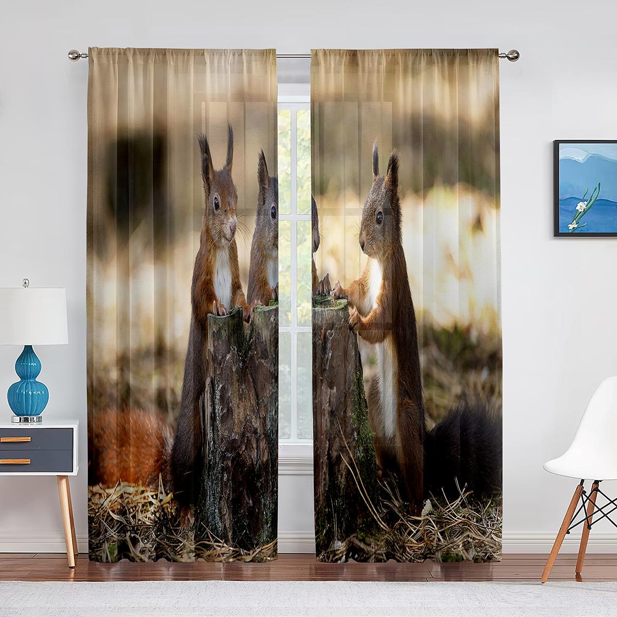 Тюлевые шторы-вуали с изображением маленьких животных — фото 7