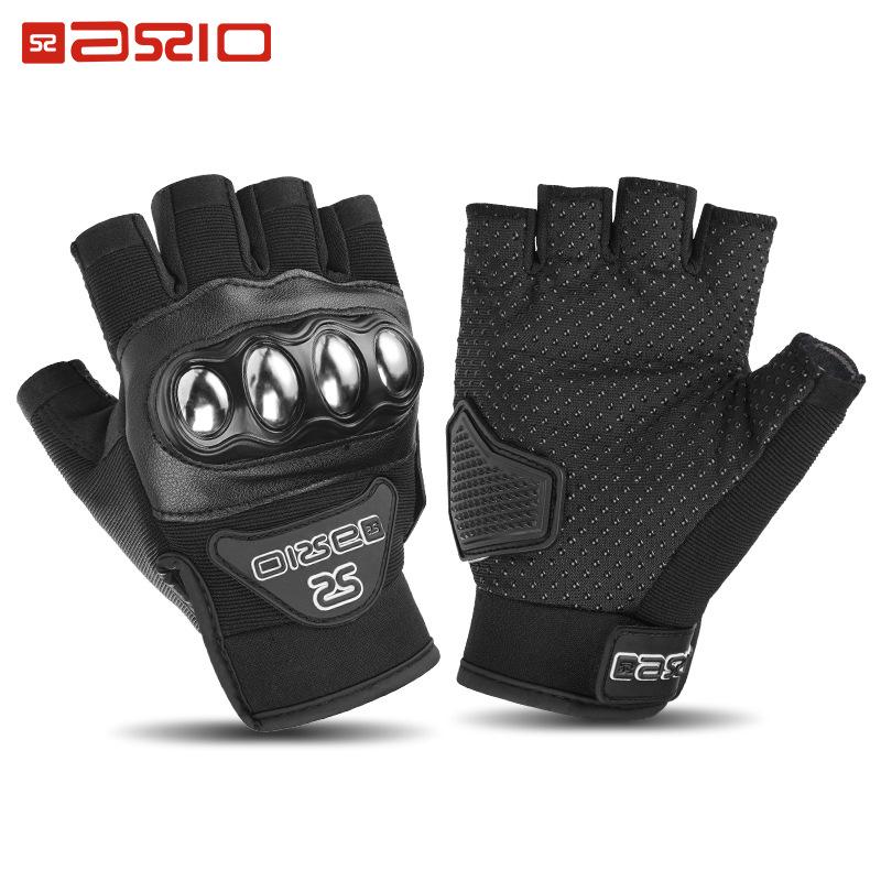 Summer Fingerless Motorcycle Gloves Steel Protective Breathable Motorbike Half Finger Gloves Dirt Bike Cycling Moto Guantes