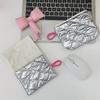 Silver Makeup Organizer Love Bow Credit Card Holder INS Style Sanitary Mat Bag  for Woman Girls