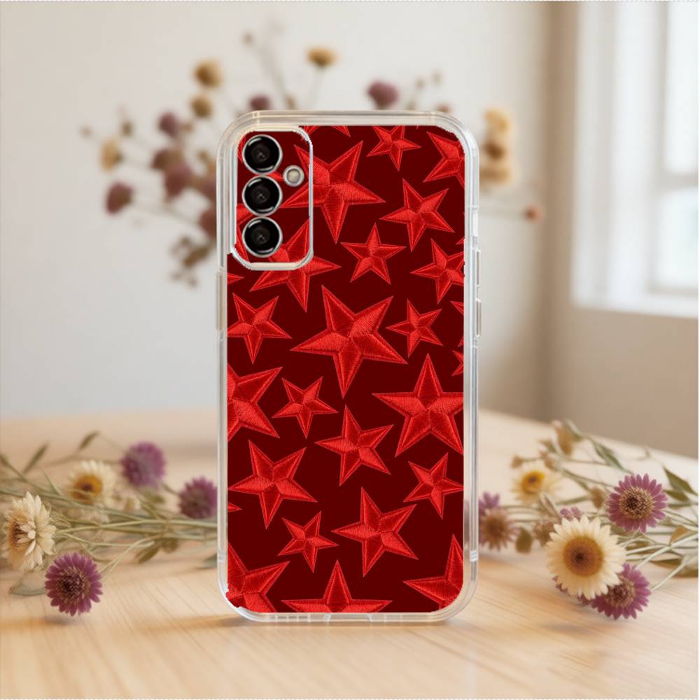 Ins Korea Red Stars Phone Case For SamsungA10,12,20,21S,30,31,40,50,51,52,70,71 Transparent Cover