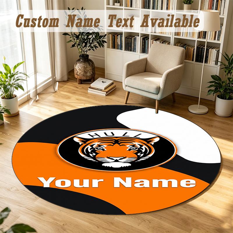 Round Rug Custom NameHull City Pattern Non Slip Carpet Home Floor Decor