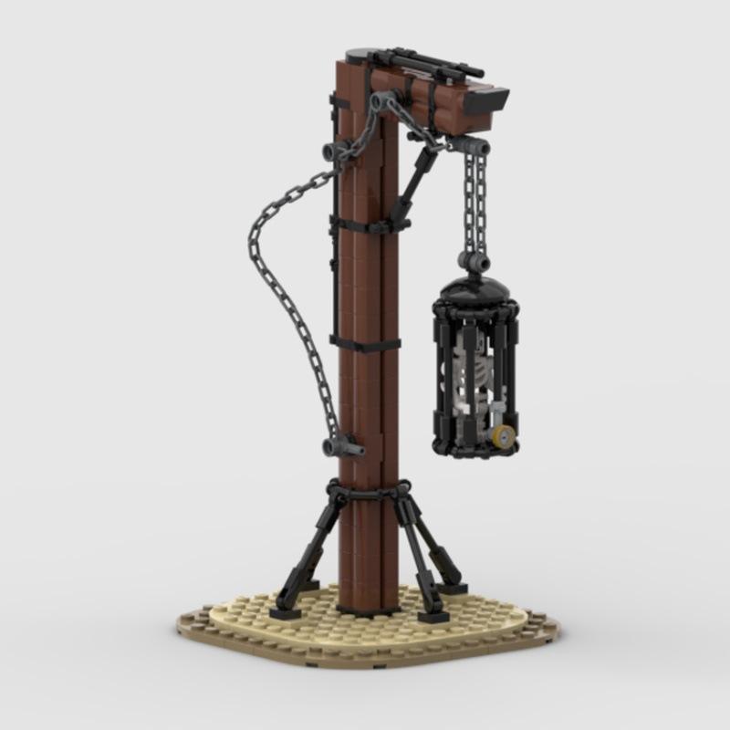 Building Block Skeleton Man Hanging Cage Cage Prison Model Assembled Toy Compatible Small Particle Set