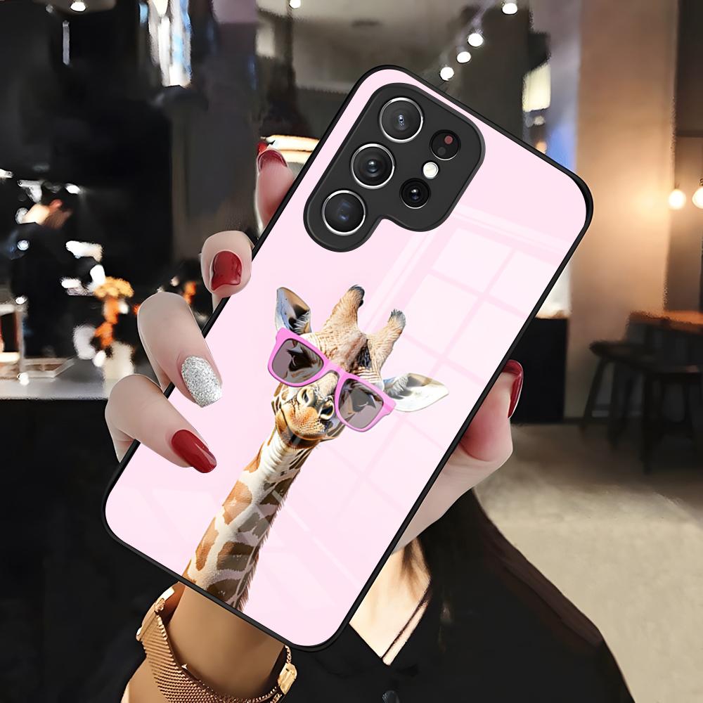 Giraffe Illustration Phone Case For Samsung S26 S25 Edge Ultra 24 23 22 21 Ultra Plus Fe A55 56 15 4G 5G Glass Cover