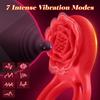 Rose Couples Vibrating Ring Vibrator Adult Toys for Men Women, 7 Modes Cockring Sexual Stimulation Long Lasting Stronger Male Rose Sex Toys