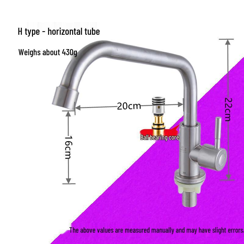 304 Stainless Steel Single Cold Deck-Mounted Kitchen Faucet