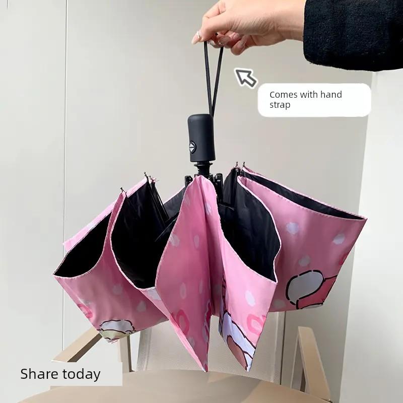Student Cartoon Butter Bear Umbrella, Dual-Use for Sun and Rain, Cream Bear Sunshade Umbrella, Foldable Automatic Umbrella for Women