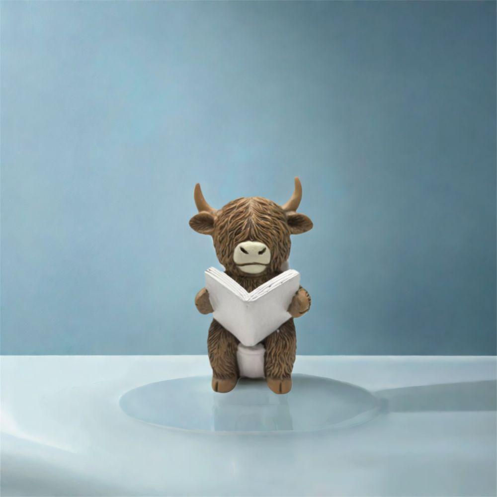 Cute Highland Cow Statue Decorative Animal Sculpture Ornament Crafts Cow Mini Figurine  Bonsai