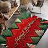 Christmas Tree Print Area Rug, 2026 Holiday Decor Mat with Merry Christmas Design for Xmas Home Gift