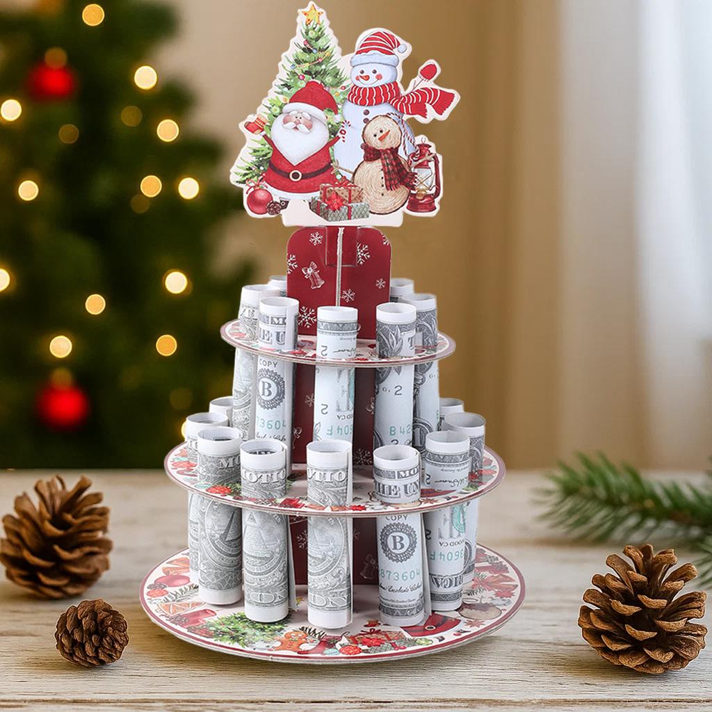 Christmas Paper Money Holder Merry Christmas Decor for Home 2025 Navidad Natal Noel Xmas Money Stand Ornament New Year Gift 2026