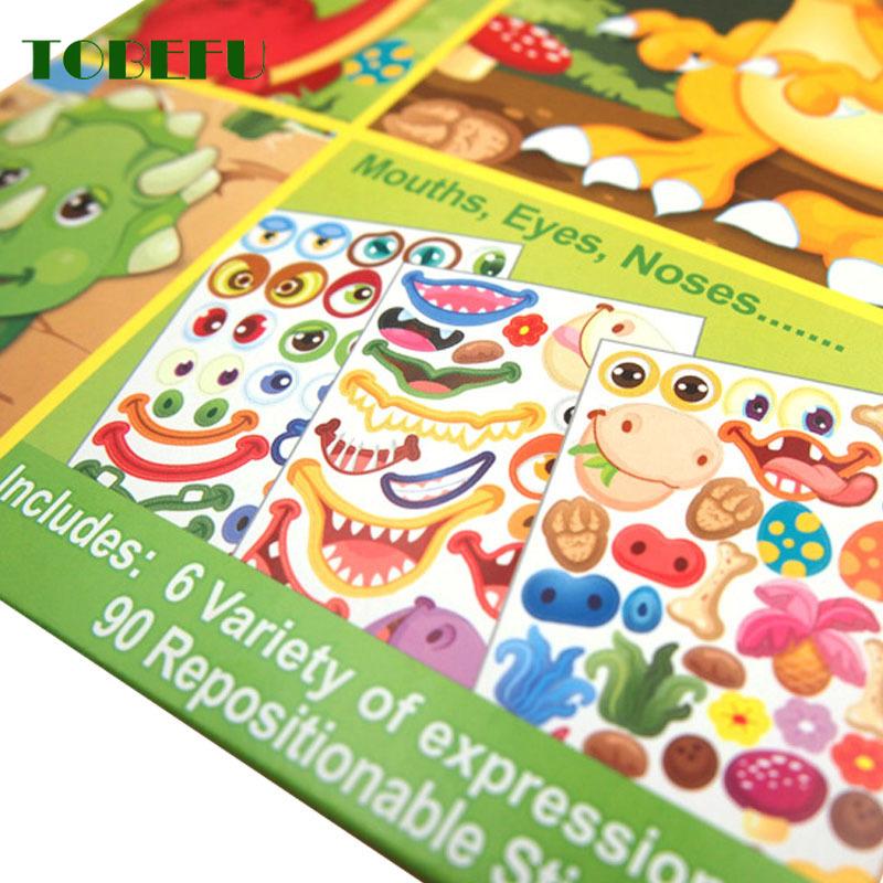 9Pcs/Set Diy Stickers Make-A-Face Princess Animal Dinosaur Assemble Toys Children Puzzle Games For Girls Kids Training Gifts Gxe