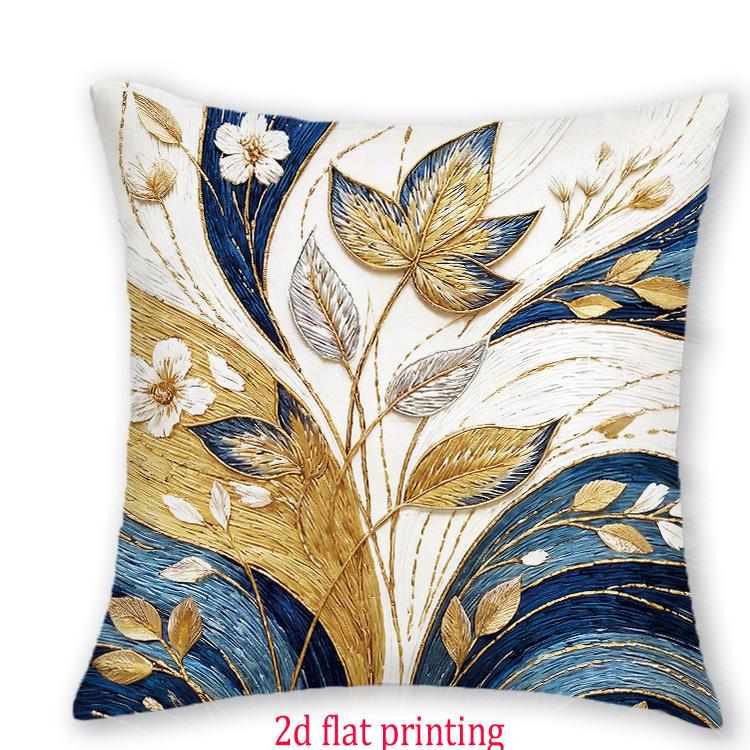 1/4 Stück Luxuriöse Gold Marineblau Florale Kissenbezüge Moderne Boho Dekorative Kissenhüllen für Zuhause Sofa Schlafzimmer