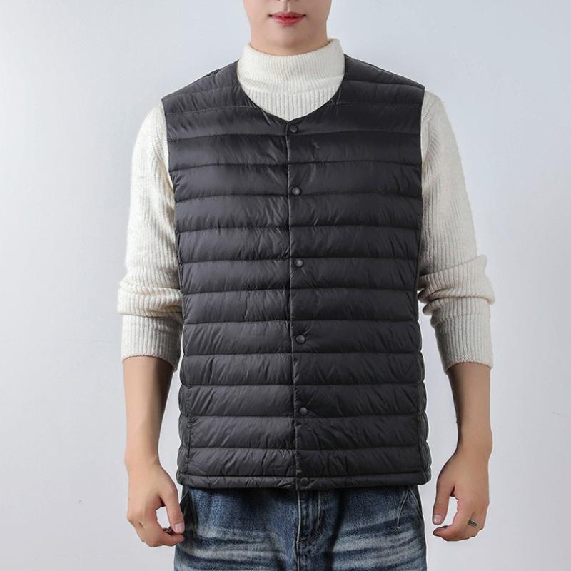 Men's Solid Color Down Vest Jacket in Plus Size
