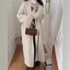 2024 Women's High-End Double-Faced Cashmere and Wool Coat with Fox Fur Sleeves
