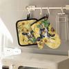 UNICEU Sunflower Cow Print Oven Mitts and Pot Holders Set of 4 Heat Resistant Kitchen Oven Mitts Gloves and Potholders for Baking Cooking Grilling