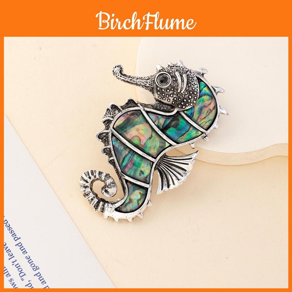 Sea Horse Animal Brooch Pendant With Shell Necklace For Women