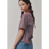 BlueTail STripe Collar Wine Crop ShorT Sleeve T shirT azb2Ts05wn