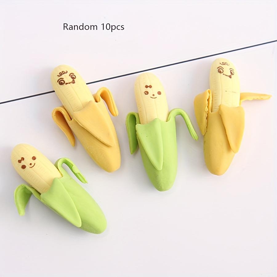 

10pcs Cute Banana-Shaped Erasers-Whimsical Cartoon Design with Expressive Eyes,Soft Pastel Colors-Perfect for Parties, Classroom
