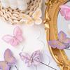 5pcs Mother's Day Embroidered Butterfly Cake Picks Birthday Dessert Table Baking Decoration Accessories