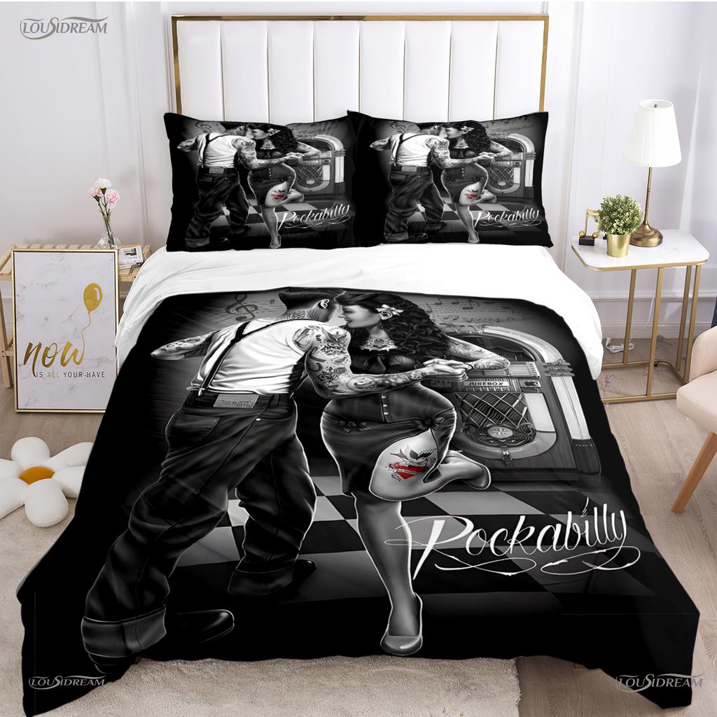 Hip Hop Music Rockabilly All Season Duvet Cover Comforter Bedding Sets Soft Quilt Cover and Pillowcases Single/Double/Queen/King