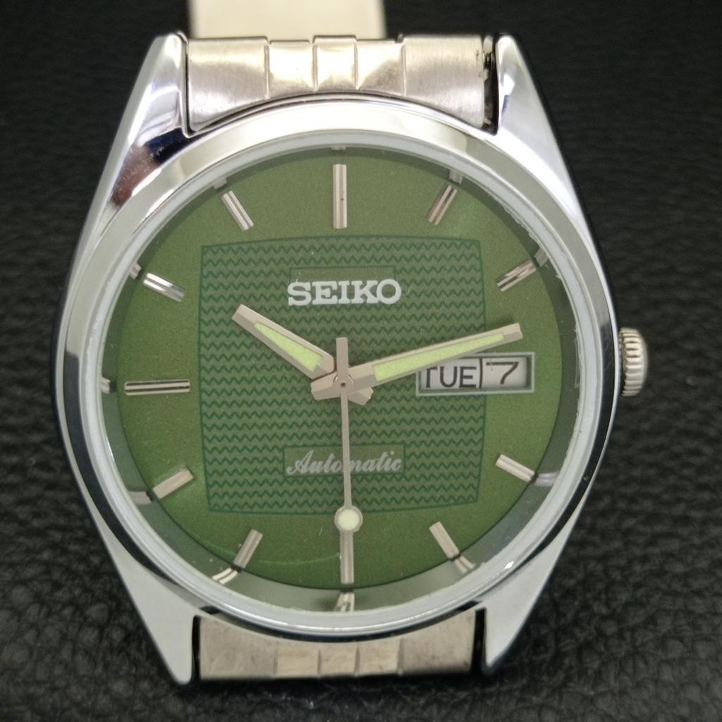 JAPAN VINTAGE REFURBISHED SEIKO AUTOMATIC 6309A MENS GREEN DIAL WATCH a701693-5 R206c-a701693