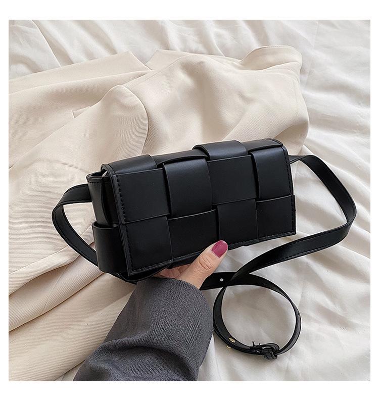 2025 New Fashion PU Woven Pillow Bag - Small Square Crossbody, Waist, and Chest Bag for Women