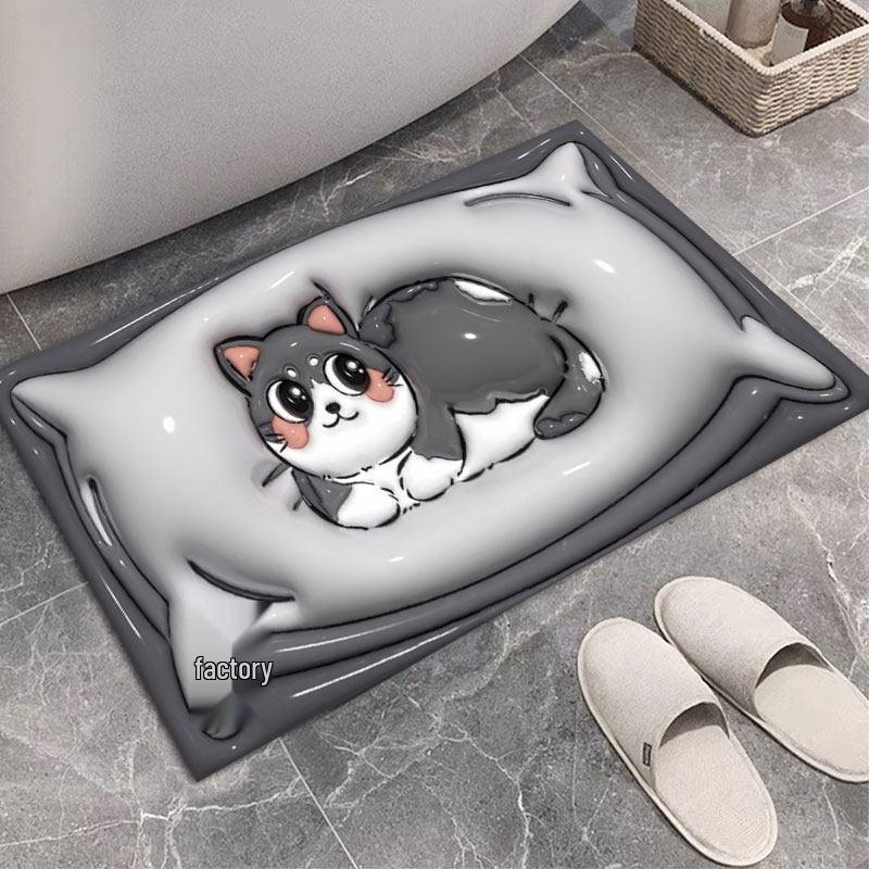 Expandable Cartoon Diatomaceous Floor Mat: Quick-Drying, Water-Absorbent, Anti-Slip, Easy to Clean for Bathroom and Entrance.