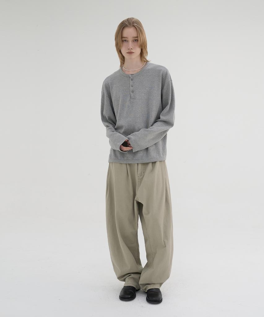 KNOUUN Pique Henley T-Shirts (Melange Gray)