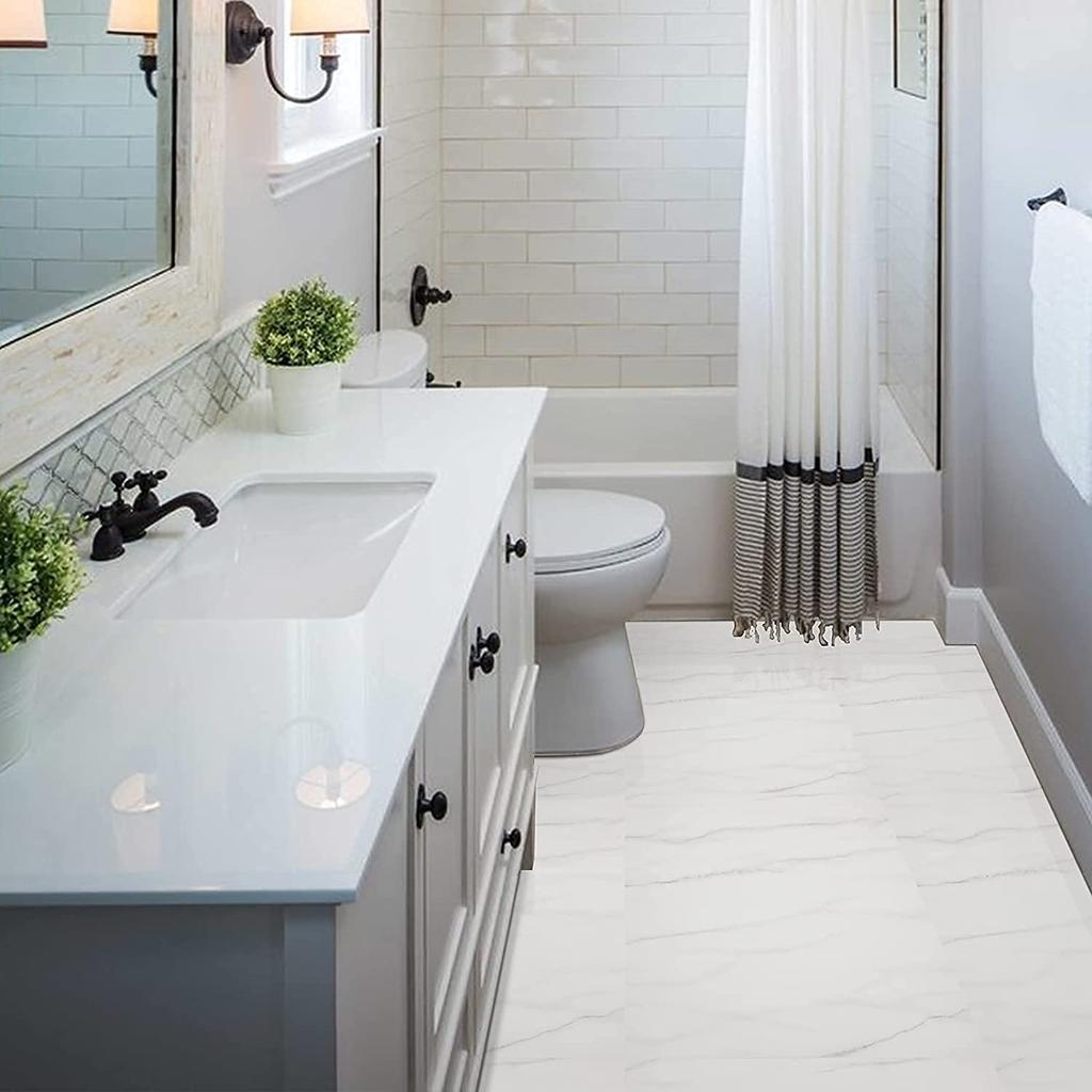 Marble Floor Tile Renovation 10 for and Waterproof Simply No Adhesive Required White and Model Number Sheets, Sheets, Toilets, Bathrooms, Entryways,