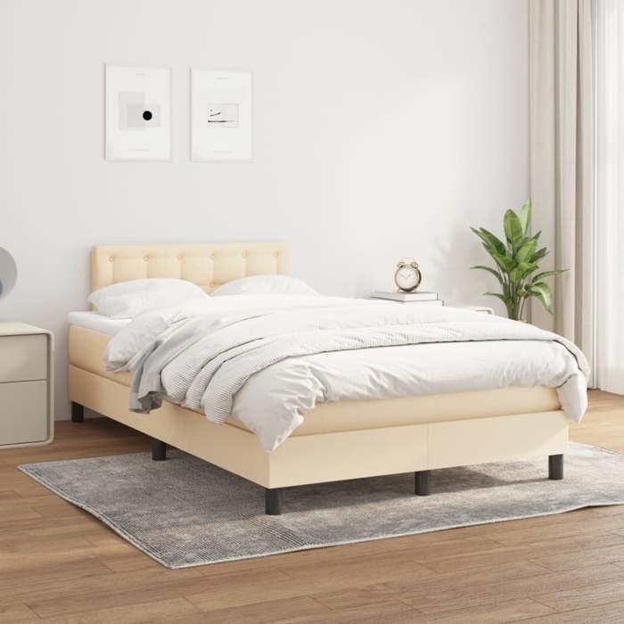 Maison Exclusive - Sommier à lattes de lit avec matelas Crème 120x200 cm Tissu