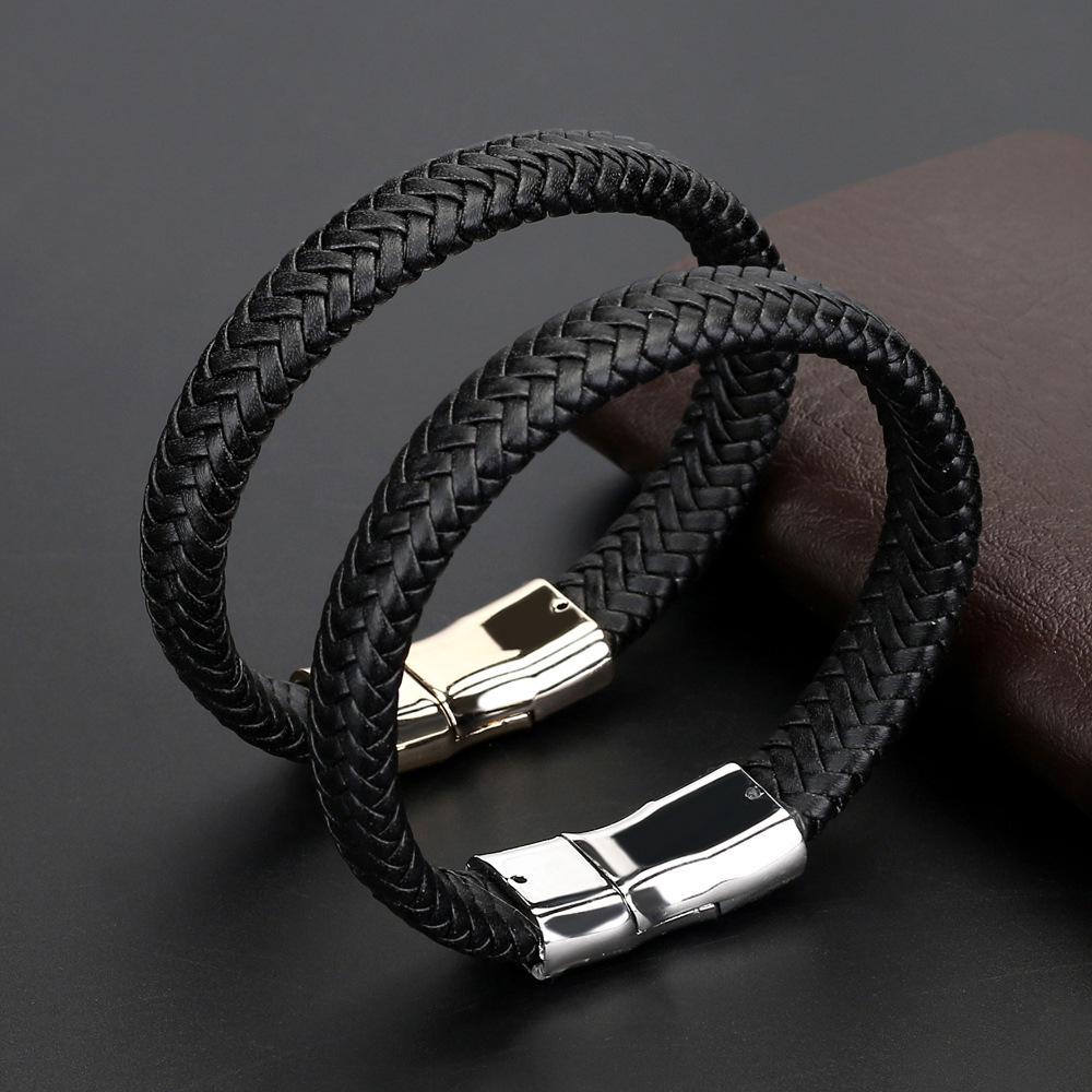 

European and American Fashion Punk Zinc Alloy Leather Bracelet серебряный