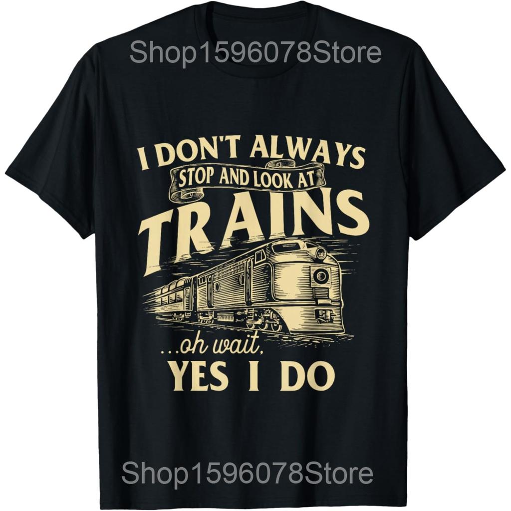 Retro Train Lover Model Railroad Conductor Funny Train T Shirts Men Humor Streetwear Tee Short Sleeve Unisex Loose Clothing