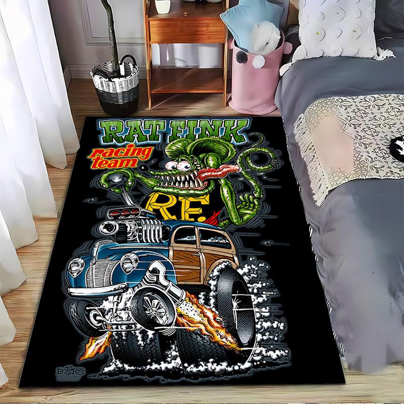 Rat Fink Racing Team Carpet suitable as a non-slip mat for the living room or bedroom sofa
